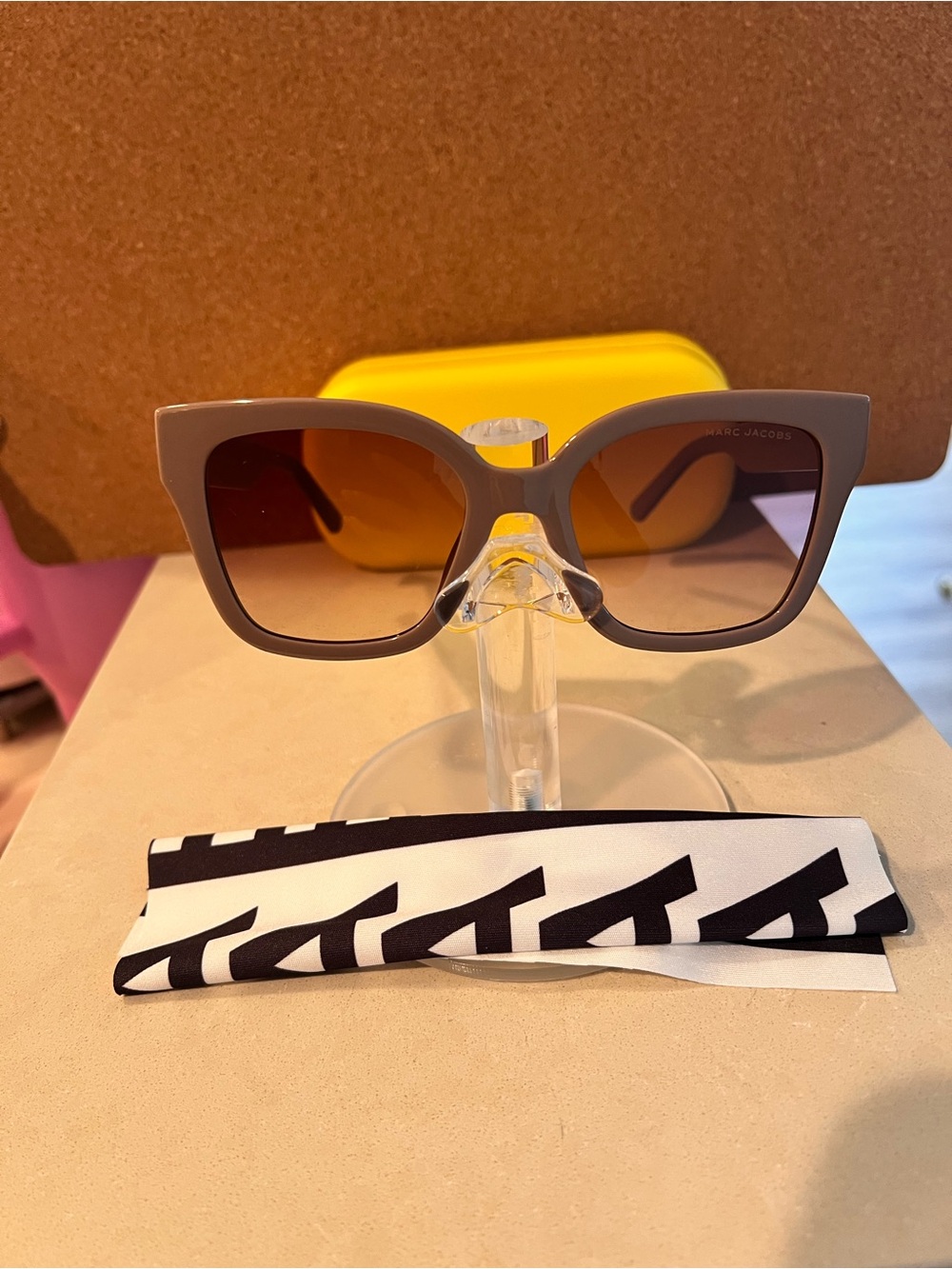 Marc Jacobs Taupe Square Sunglasses with Brown Gradient Lenses